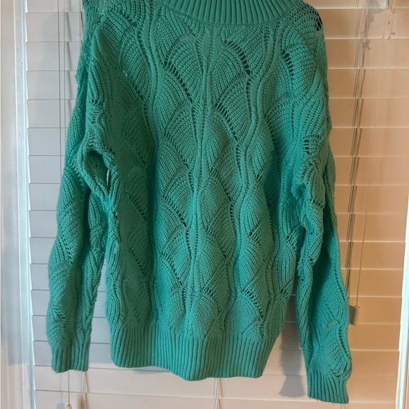 Women's Cable Knit Sweater - Teal - Picture 2 of 3